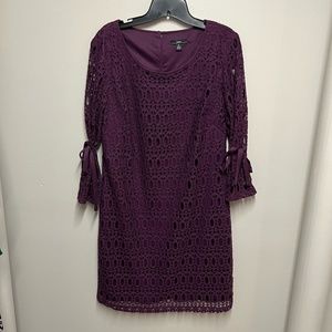 Women R&K Purple open knit  knee length dress size 10